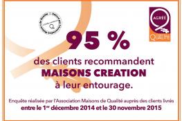 taux de recommandation 2015 de Maisons CREATION